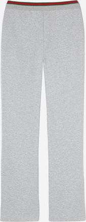 Gucci Womens Cotton Jersey Leisure Trousers With Web Light Grey