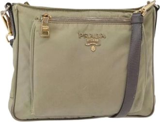 Prada Pre-owned Cross Body Bags, female, Beige, Size: ONE SIZE Pre-owned Nylon Cross Body Bag