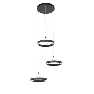 QAZQA Dise&ntilde;o L&aacute;mpara Colgante Redonda Negra Con Led Regulable En 3 Pasos 3-luces - Lyani Aluminio /acero /pl&aacute;stico Redonda Incluye Led Max. 3 X 12 Watt - Qa