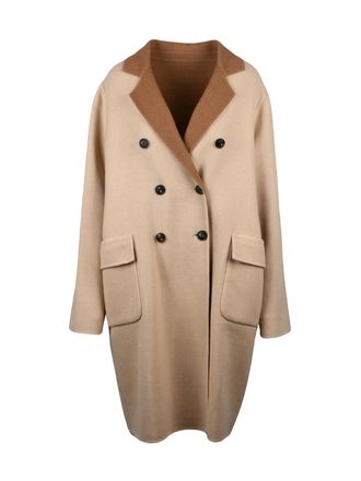 Eleventy Reversible Double-Breasted Wool Coat With Contrasting Details