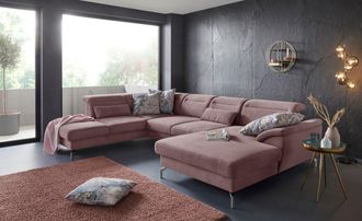 Sit&more Wohnlandschaft »Percy U-Form« 15 cm Fusshöhe, Sitztiefenverstellung, wahlweise in 2 Fussfarben