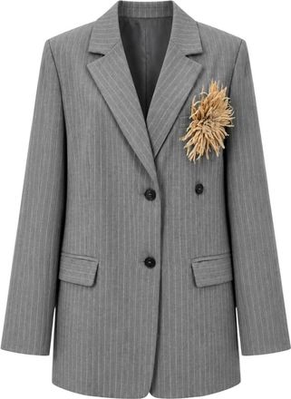 PDR Phisique Du Role Dubbelrijige Pinstripe Blazer - Dames - Blazers - Grijs - M - Wol - Jassen