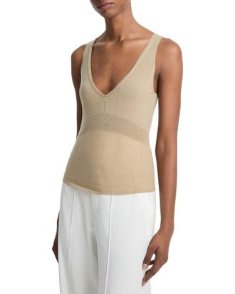 Vince Wool-Blend Ribbed V-Neck Tank