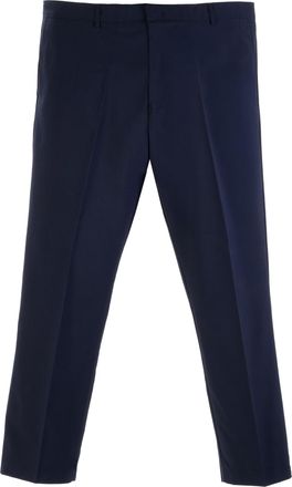 Generic Mens Formal Trousers - Smart Straight Leg Office and Casual Work Trousers with Flat Front and Pockets, UK Waist Sizes 30-50 Inches Navy Blue