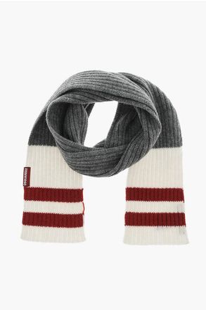 Dsquared2 Ribbed Scarf With Striped Details size One Size