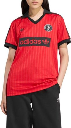 adidas Logo Graphic Soccer Jersey in Better Scarlet at Nordstrom, Size X-Small