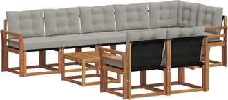 vidaXL Conjunto De Sof&aacute;s De Exterior 9 Uds. Gris Natural Y Claro Vidaxl