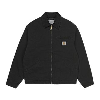 Carhartt Work in Progress Carhartt Wip, Light Jackets, male, Black, Size: M OG Detroit Jacket Winter Black/Black Aged Canvas