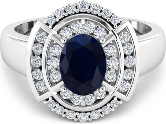 Diana M. Jewels Blue Sapphire ( Better ) Oval 8x6mm - 1Pc + White Diamond F/C Round 1.50-1.60mm - 24Pcs + White Diamond F/C Round 1.20mm - 14Pcs (I1-I2/I color)