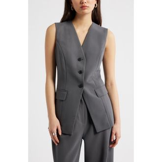 Open Edit The Icon Collarless Vest in Grey Magnet at Nordstrom, Size Xx-Small