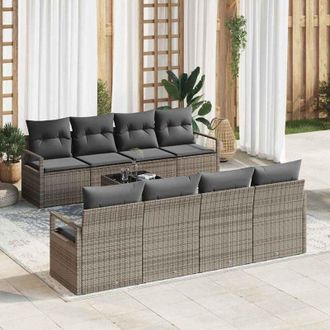vidaXL Vidaxl - Conjunto De Sof&aacute; De Jard&iacute;n 7 Pcs Gris 55 X 55 X 37 Cm