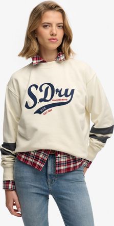 Superdry Sweatshirt SUPERDRY VARSITY SCRIPT LOOSE CREW, Damen, Gr. XL, cream, Sweatware, Obermaterial: 100% Baumwolle, bedruckt, relaxed fit normal, Rundhals, 