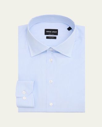 Giorgio Armani Mens Micro-Stripe Luxury Line Cotton Dress Shirt