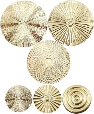 OEM Ensemble De 7 D&eacute;corations Murales Modernes En M&eacute;tal Dor&eacute;, Style Sunburst, Tendance Pour Int&eacute;rieur Chic