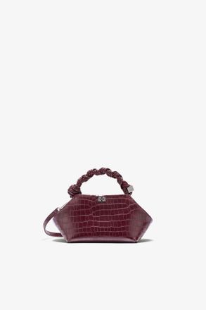 Ganni Burgundy Red Croco Small Bou Bag