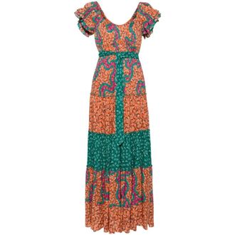 Diane Von F&uuml;rstenberg Alejandro Maxi Jurk - Dames - Jurken - Veelkleurig - Maat: 2XS Linnen