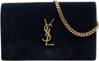 Saint Laurent Pre-owned Kate Chain Wallet - Dames - Vintage Schoudertas - Blauw - ONE Size - Leer - Vintage