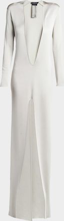 Tom Ford Liquid Fine Viscose Plunging Column Gown