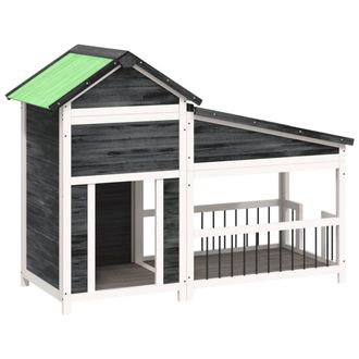 vidaXL Caseta Para Perros Madera Maciza De Pino Gris 143x60,5x109 Cm Vidaxl
