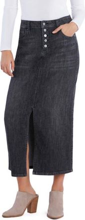 Wash Lab Denim All Good Front Slit Denim Midi Skirt in Ship Grey at Nordstrom, Size 27
