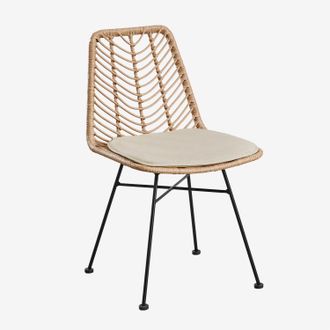 Sklum Pack De 4 Sillas De Comedor En Rat&aacute;n Sint&eacute;tico Gouda Natural Sklum