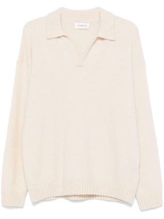 Laneus brushed-finish polo sweater - men - Silk/Polyester/Cashmere - 48 - White