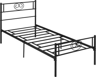 HOMCOM Homcom - Marco De Cama Individual De Metal Para Colch&oacute;n 90x190 Cm Con Cabecera Forma Coraz&oacute;n Y Patas De 31 Cm Espacio Bajo De Almacenamiento 95x196x10