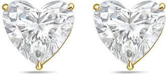 Diana M. Jewels 14Kt Yellow Gold 8.00 cts Lab Grown Heart shaped Diamond Studs