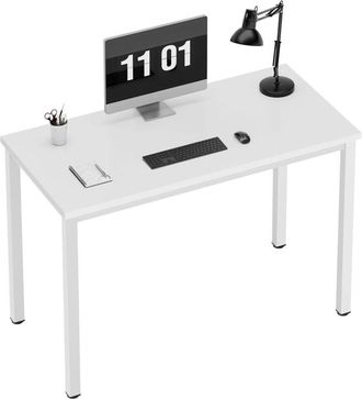 Soges Scrivania per computer piccola 100 x 60 x 75 cm, scrivania per PC, scrivania da ufficio, scrivania angolare per ufficio domestico,Bianco