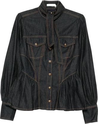 Zimmermann Denim Fitted Shirt - Dames - Spijkeroverhemden - Blauw - L - Denim - Overhemden