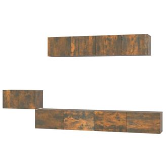 Berkfield Home 5 Piece TV Cabinet Set Smoked Oak Engineered Wood in Brown