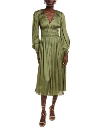 Maje Smocked Waist Midi Dress