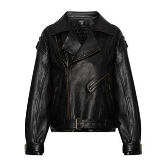 Balmain Lamsleren Leren Bikerjack - Heren - Leren en Su&egrave;de Jassen - Zwart - L - Leer - Jassen