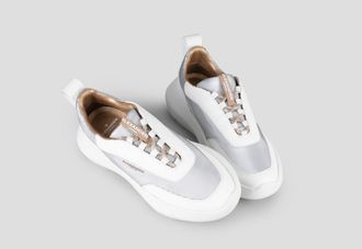 Alexander Smith Eclipse Woman in white leather and silver technical fabric