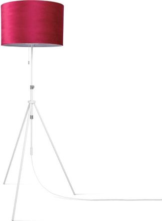 Paco Home Paco Home - Lámpara De Suspensión Lámpara De Pie Trípode Salón Pantalla Terciopelo Monocolor E27 Rojo Blanco (Ø45.5 cm), Lámpara de pie Tipo 2