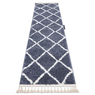 RugsX Rugsx - Alfombra, Alfombra De Pasillo Berber Cross Gris - Para La Cocina, Entrada, Pasillo Grey 60x250 Cm