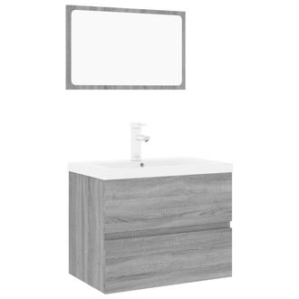 vidaXL Set De Muebles De Ba&ntilde;o Madera Contrachapada Gris Sonoma Vidaxl