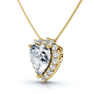 Pompeii3 Certified 2 1/4Ct Heart Diamond Pendant 14k Gold 18 Necklace Lab Grown