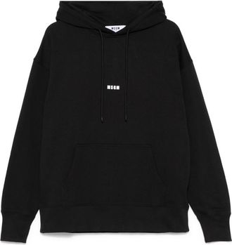 Msgm Black Printed Logo Hoodie