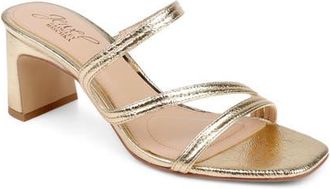 Badgley Mischka Zazie Block Heel Sandal in Gold Patent at Nordstrom, Size 9.5