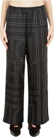 Toteme Monogram Pants - Dames - Wijde Broeken - Zwart - 2XS - Satijn - Broeken
