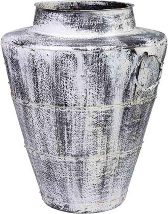 Wanderlust Deco Jarr&oacute;n De Metal Envejecido Blanco 50x50x58