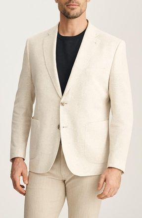 34 Heritage Matteo Slim Fit Beige Linen & Cotton Blend Piqu&eacute; Sport Coat at Nordstrom, Size 48