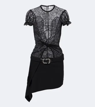 The Attico Belted lace minidress