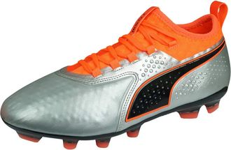 Puma One 2 HG Mens Leather Football Boots-Silver-7.5