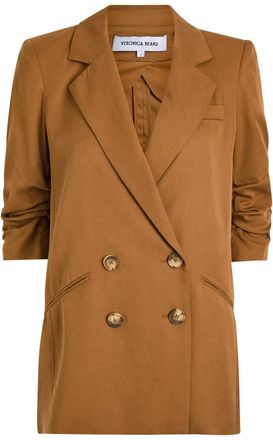 Veronica Beard Rupert Double-breasted Lyocell Blazer - Brown - 8 (UK12 / M)