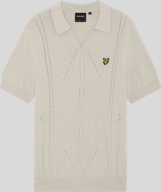 Lyle & Scott Mens Open Collar Argyle Knitted Polo Shirt - Grey - Size X-Large