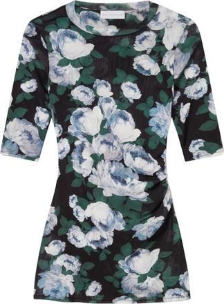 Stella McCartney Bloemen Mesh Top met Driekwarthouw - Dames - T-shirts - Veelkleurig - XS - Tops