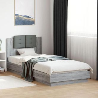 vidaXL vidaXL Giroletto con Testiera e LED Grigio Sonoma 100x200 cm