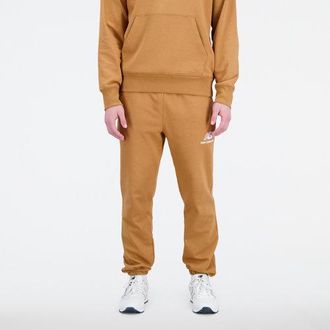 New Balance Mens Essentials Stacked Logo French Terry Sweatpant in Brown Cotton Fleece, size 2X-Large